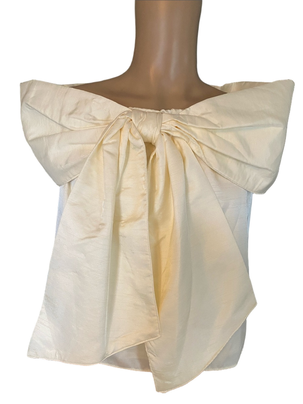 Fate NWT Cream Bow-Front Off-Shoulder Blouse gb3